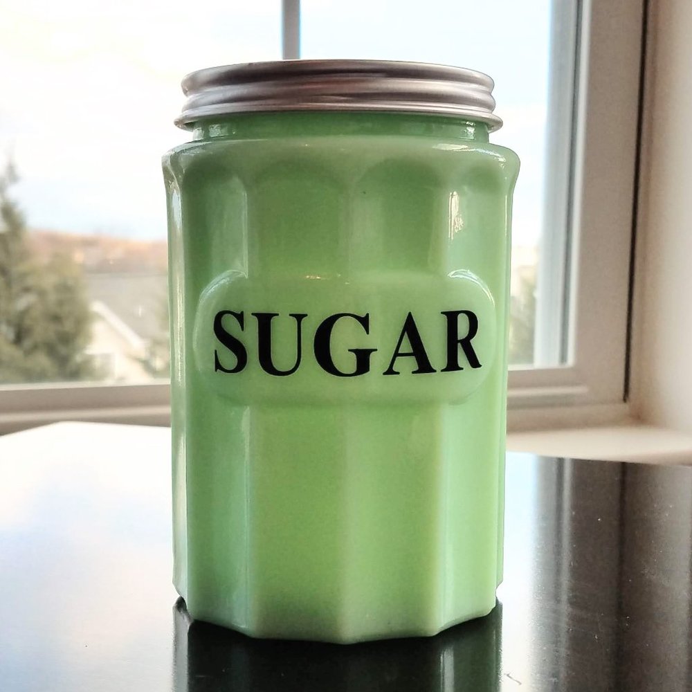 Vintage-inspired Jadeite Sugar Canister